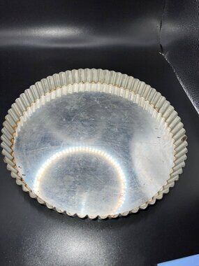 Vintage Aluminum Fluted Removable Bottom Tart Pan 10" Round Bakeware France